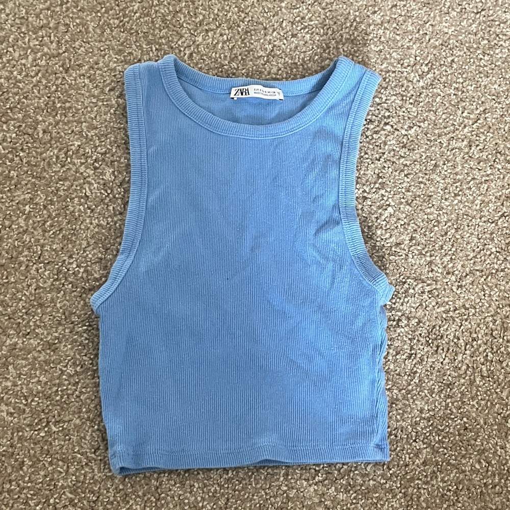 Zara Sky Blue Sleeveless Top